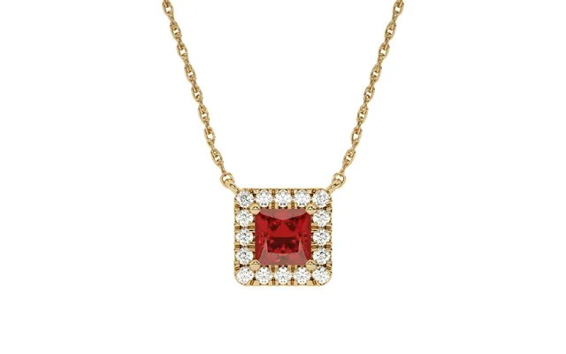 Grand Lab Created Regal Halo Diamond Necklace 10k Yellow Gold 1 3 Ct