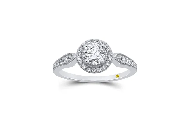 Halo Whisper Lab Created Diamond Engagement Ring 18k White Gold 3 4 Ct
