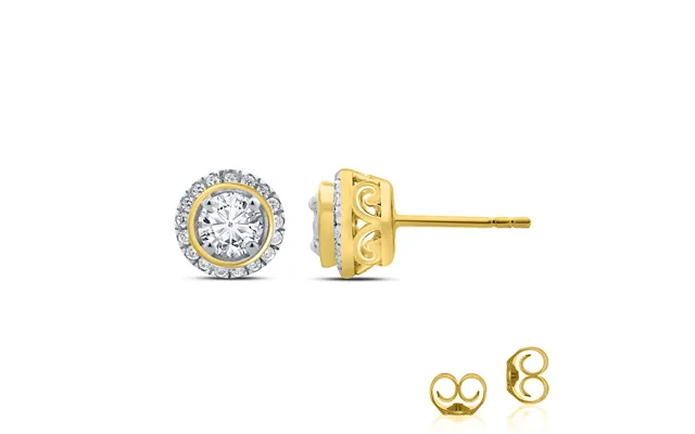 Lab Created Yellow Gold Floral Halo Diamond Stud Earrings 1 2 - 2 Ct