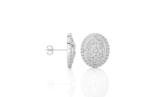 Lab Grown Diamond Halo Cluster Stud Earring 14k White Gold 1 Ct