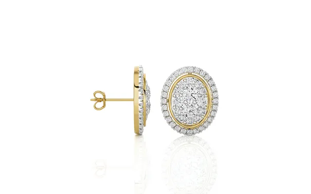 Lab Grown Diamond Halo Cluster Stud Earring 14k Yellow Gold 1 Ct