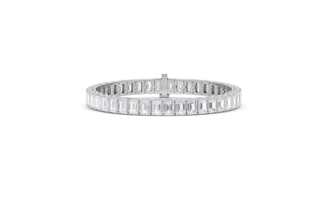 Lab Grown Emerald Gradeur Diamond Tennis Bracelet 10k White Gold 24 Ct