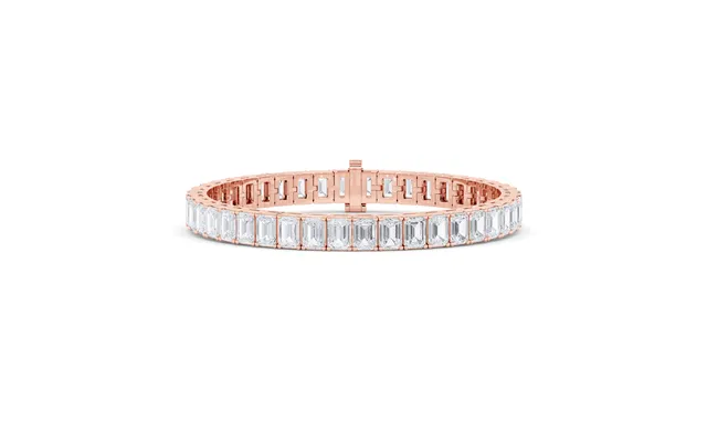 Lab Grown Emerald Gradeur Diamond Tennis Bracelet 14k Rose Gold 24 Ct