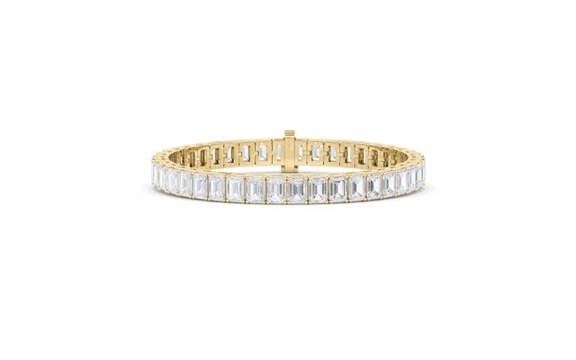 Lab Grown Emerald Gradeur Diamond Tennis Bracelet 14k Yellow Gold 24 Ct