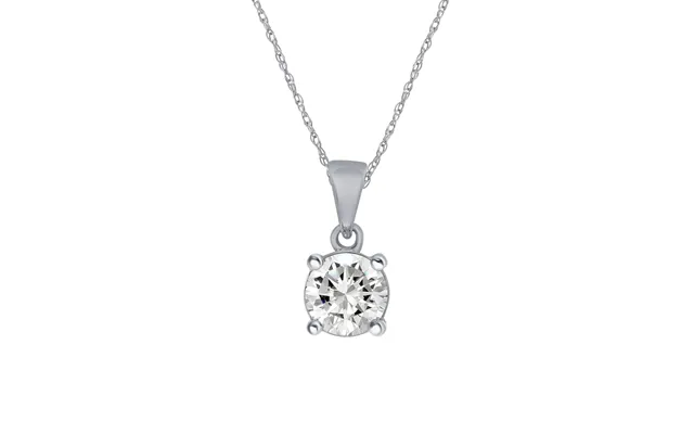 Lab Grown Four Prong Gh Si Diamond Solitaire Necklace 14k White Gold 2 Ct