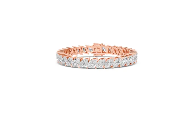 Lab Grown Marquise Diamond Tennis Bracelet 14k Rose Gold 15 1 2 Ct