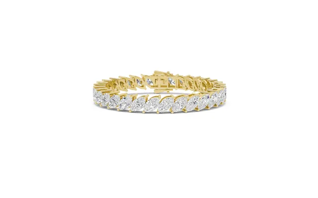 Lab Grown Marquise Diamond Tennis Bracelet 14k Yellow Gold 15 1 2 Ct