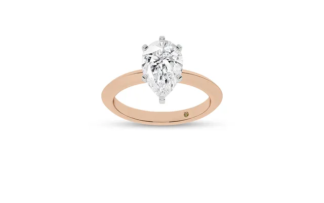 Prism Knife Edged Four Prong Pear Shape Lab Grown Solitaire Diamond Ring Rose Gold 1 - 3 Ct