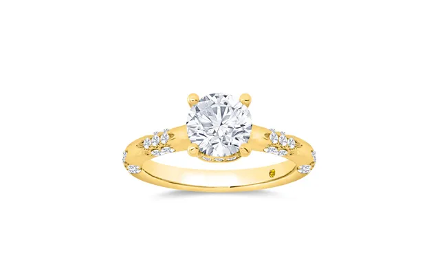 Quell Petite Hidden Halo Round Lab Grown Diamond Engagement Ring 14k Yellow Gold 2 Ct