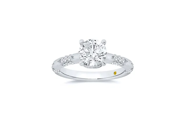 Quell Petite Hidden Halo Round Lab Grown Diamond Engagement Ring 18k White Gold 1 1 4 Ct