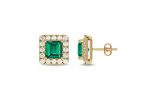 Statement Lab Grown Diamond Regal Halo Earrings 10k Yellow Gold 1 3 Ct