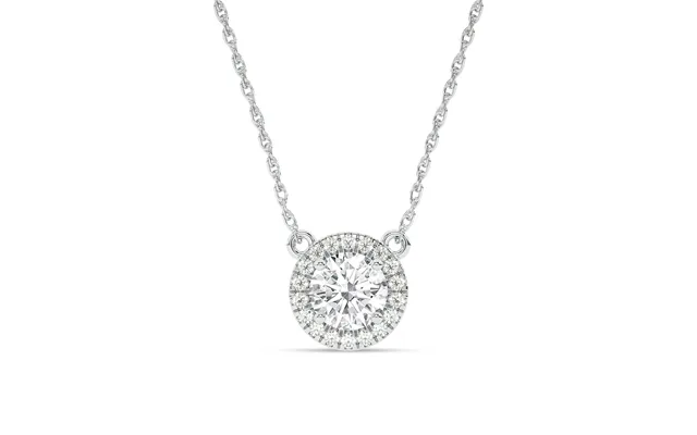 Statement Lab Grown Dynasty Halo Diamond Necklace 10k White Gold 5 8 Ct