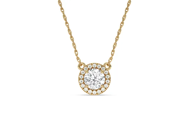 Statement Lab Grown Dynasty Halo Diamond Necklace 10k Yellow Gold 5 8 Ct