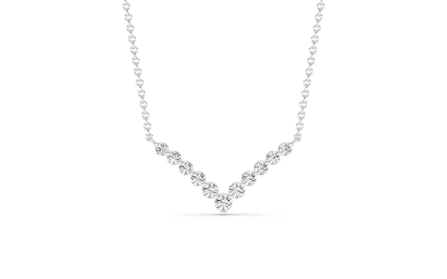 Vector Lab Grown Diamond Chevron Necklace 10k White Gold 2 Ct