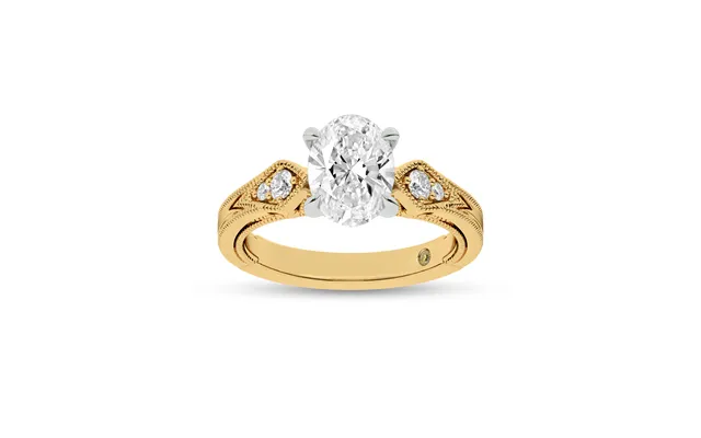 Vesta Vintage Inspired Oval Lab Grown Diamond Engagement Ring 14k Yellow Gold 2 3 4 Ct product image