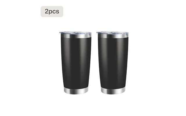 Coated Stainless Steel Tumbler With Lid 1pcs 2pcs - Black 2 Pcs