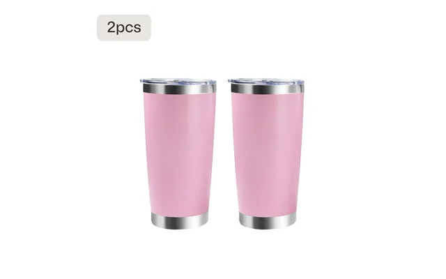 Coated Stainless Steel Tumbler With Lid 1pcs 2pcs - Pink 2 Pcs