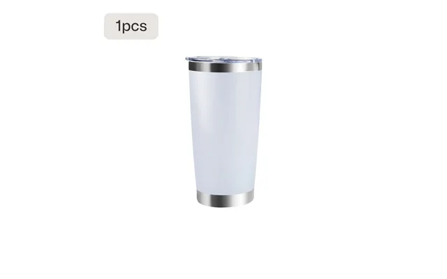 Coated Stainless Steel Tumbler With Lid 1pcs 2pcs - White 1 Pcs