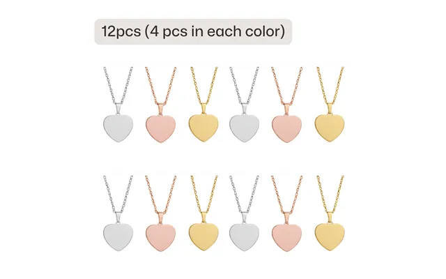 Stainless Steel Heart-shaped Pendant Necklace 12pcs - 12 Pcs