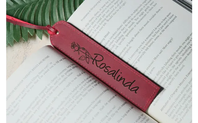 Birth Month Flower Leather Bookmark - Red Color , Real Leather, Same Day Shipping, Free Shipping Us