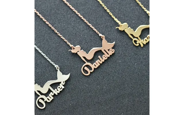 Gold Mermaid Necklace - Personalized Mermaid Name Necklace