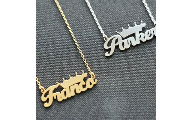Name Necklace With Crown - Personalized Name Plate Necklace