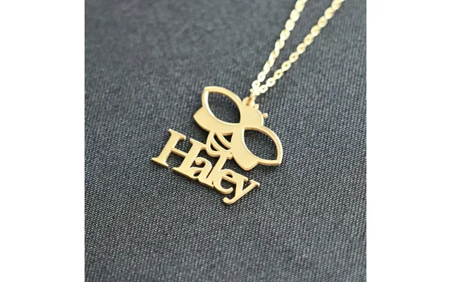 Personalized Bee Necklace - Silver Gold Bee Name Necklace