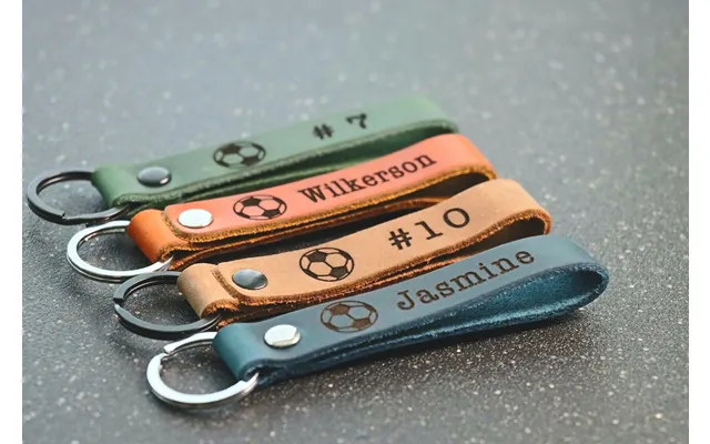 Slim Soccer Personalized Keychain Keyring Bag Tag Name Tag - Leather Keychain
