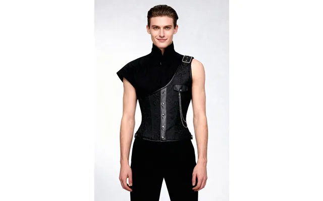 Abraxas Black Brocade Gothic Men's Corset - 24 For 28-29 Inch Waist