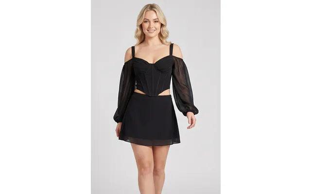 Maeve Corset Top & Mini Skirt Co-ord Set Black - Xs