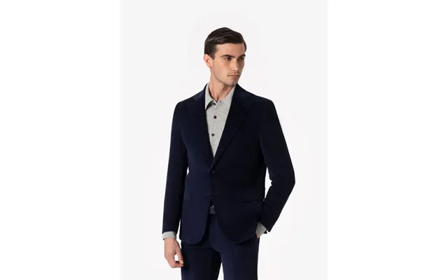 Formal 2 Pieces Mens Suit Corduroy Notch Lapel Tuxedos For Wedding Blazer Pants - Navy