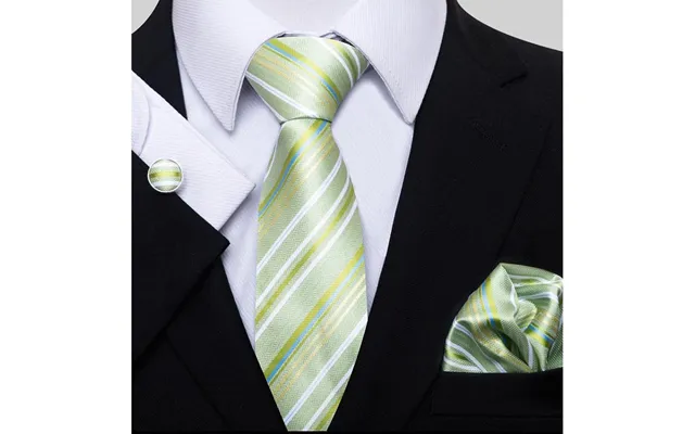 Menseventwear Mens Twill Tie Set 8cm Pocket Square Mens Cufflinks Tie Wedding - Mint Green