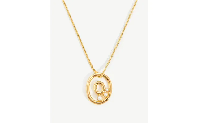 Chubby Pearl Initial Pendant Necklace - Initial O 18k Gold Vermeil Pearl