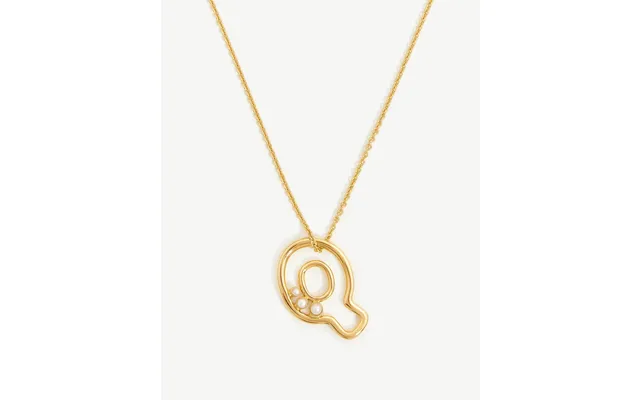 Chubby Pearl Initial Pendant Necklace - Initial Q 18k Gold Vermeil Pearl