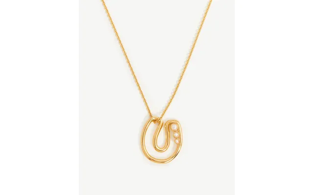 Chubby Pearl Initial Pendant Necklace - Initial U 18k Gold Vermeil Pearl