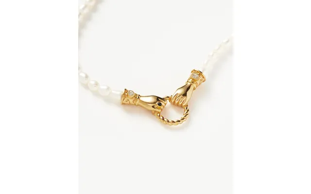 Harris Reed In Good Hands Pearl Pendant Necklace 18k Gold Plated Pearl & Black Onyx