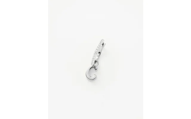 Initial Single Charm Hoop Earring - Initial C Sterling Silver