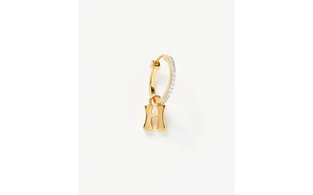 Initial Single Charm Hoop Earring - Initial H 18k Gold Vermeil