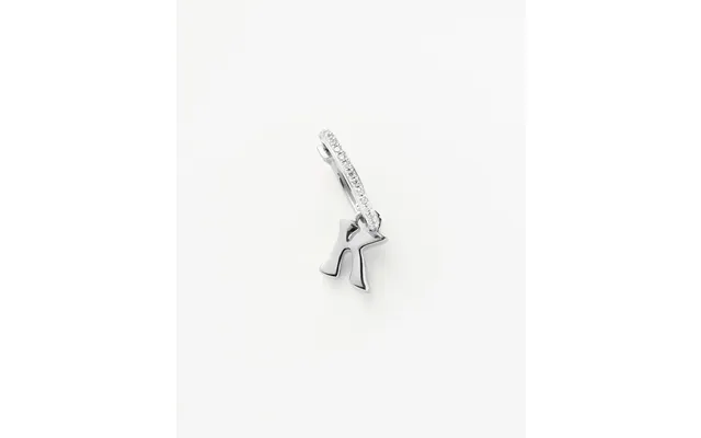 Initial Single Charm Hoop Earring - Initial K Sterling Silver