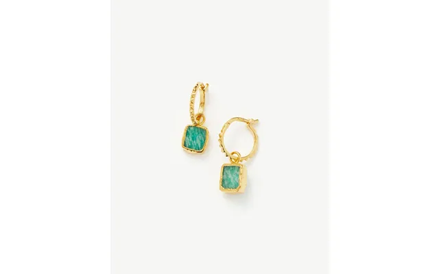 Mini Pyramid Charm Hoop Earrings 18k Gold Vermeil Amazonite