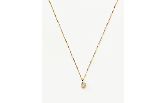 Solid Gold Diamond Initial Mini Pendant Necklace - U 14k Solid Yellow Gold Plated Diamond