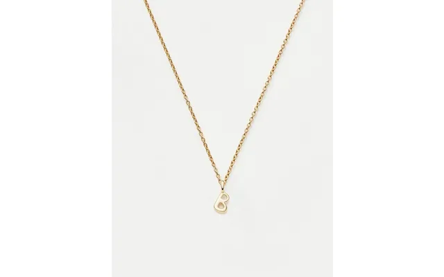 Solid Gold Initial Mini Pendant Necklace - B 14k Solid Gold