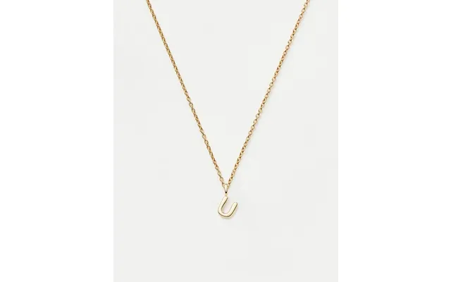 Solid Gold Initial Mini Pendant Necklace - U 14k Solid Gold