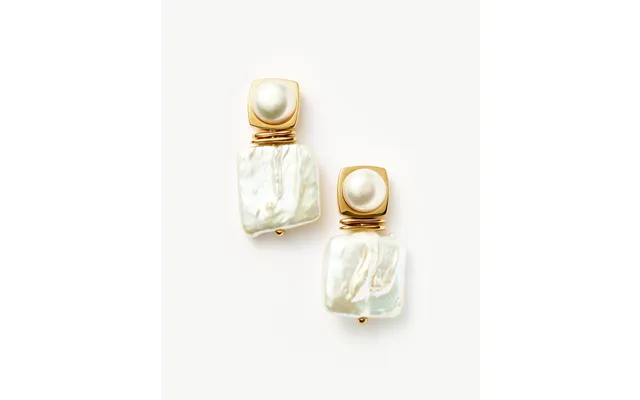Square Pearl Statement Earrings 18k Gold Plated Pearl