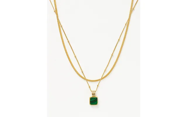 The Signature Gemstone Necklace Set 18k Gold Vermeil Malachite