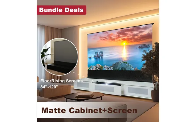 Shore Ust Projector Matte Cabinet Motorized Floor Rising Screen Bundle Pre-assembled