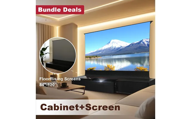Shore Wood Grain Ust Projector Cabinet Motorized Floor Rising Screen Bundle Cabinet Pre-assembled