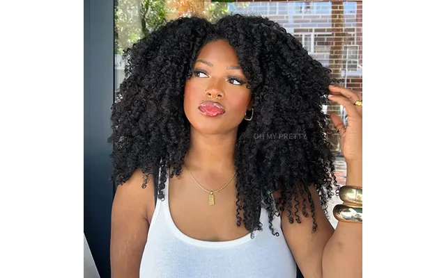 Ohmypretty Wear Go Half Wig 3 In 1 Afro Curly Flip Over Wig Invisible Hairline Draw-strings For Beginner