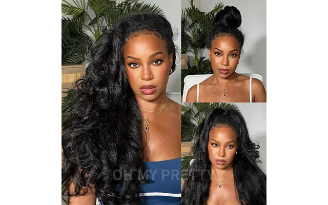 Ohmypretty Wear Go Half Wig 3 In 1 Kinky Straight Flip Over Wig Invisible Hairline Draw-strings For Beginner
