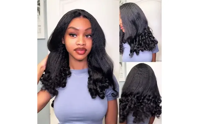 Ohmypretty Wear Go Half Wig 3 In 1 Kinky Straight With Spiral Curly Ends Flip Over Wig For Beginner Invisible Hairline